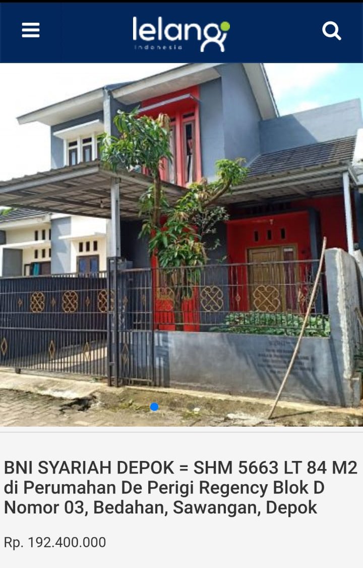 Lelang Rumah Murah Sitaan Bank, Hunian 2 Lantai di Depok Harga Rp100 Jutaan